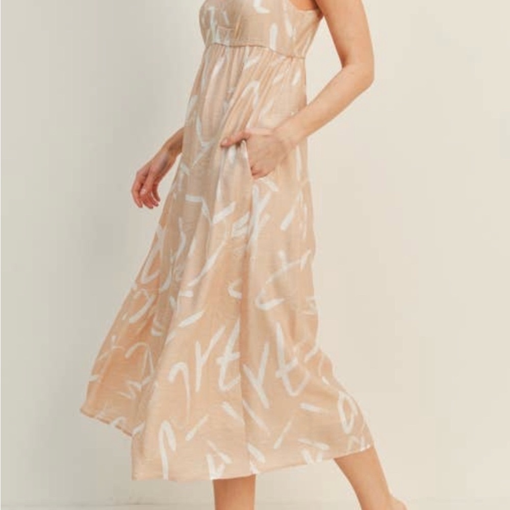 Lush Tan Gold Spaghetti Strap Maxi Dress